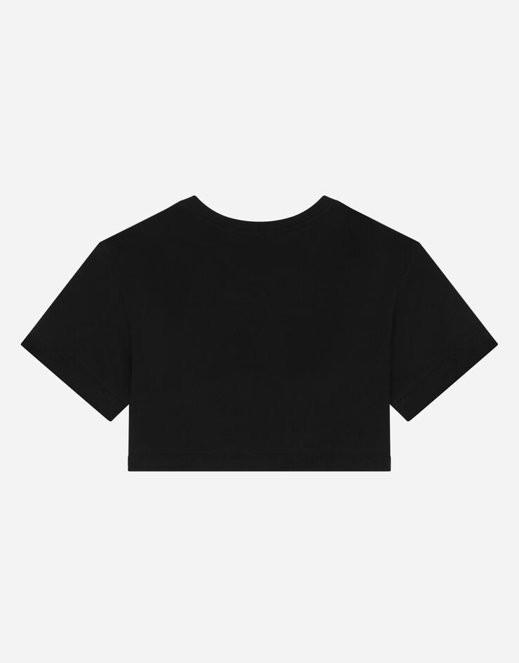 Dolce & Gabbana Jersey T-shirt with logo tag Black L5JTLBG7JL0