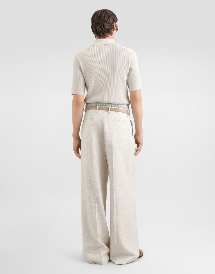 Dolce & Gabbana Micro-rib cotton polo shirt Cream GXZBJZJBCJC