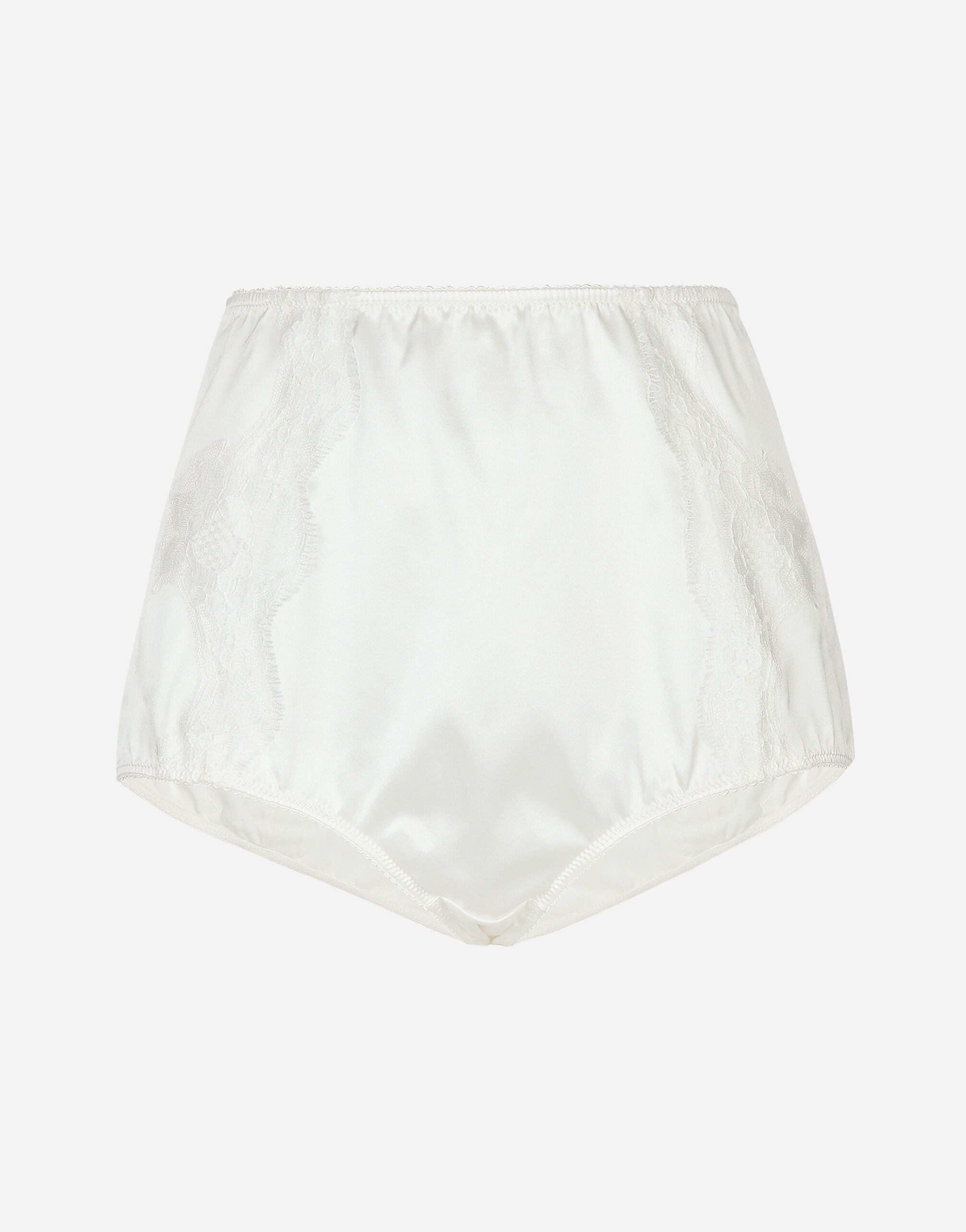 Satin high-waisted panties with lace details
