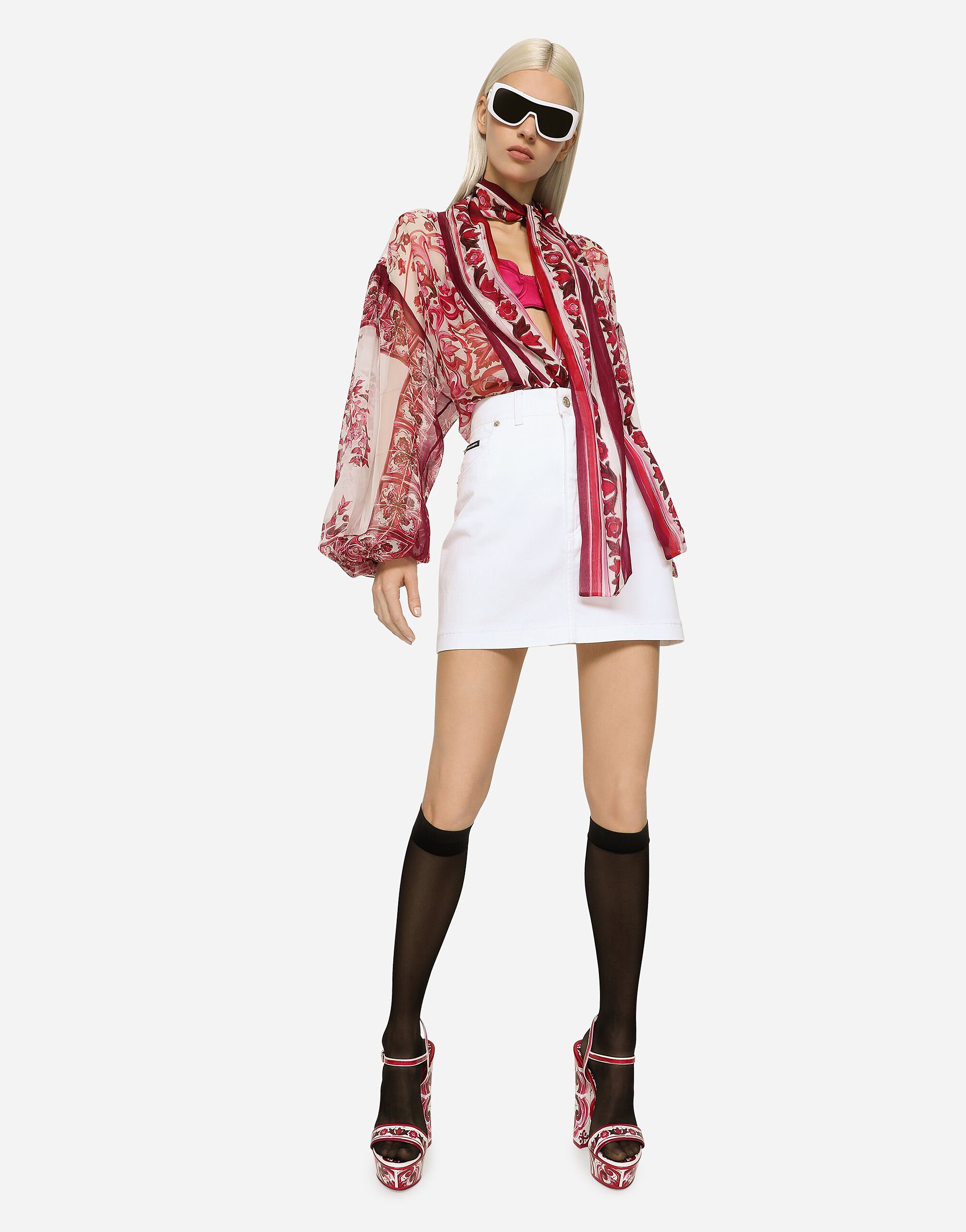Denim mini skirt in White for Women | Dolce&Gabbana® US