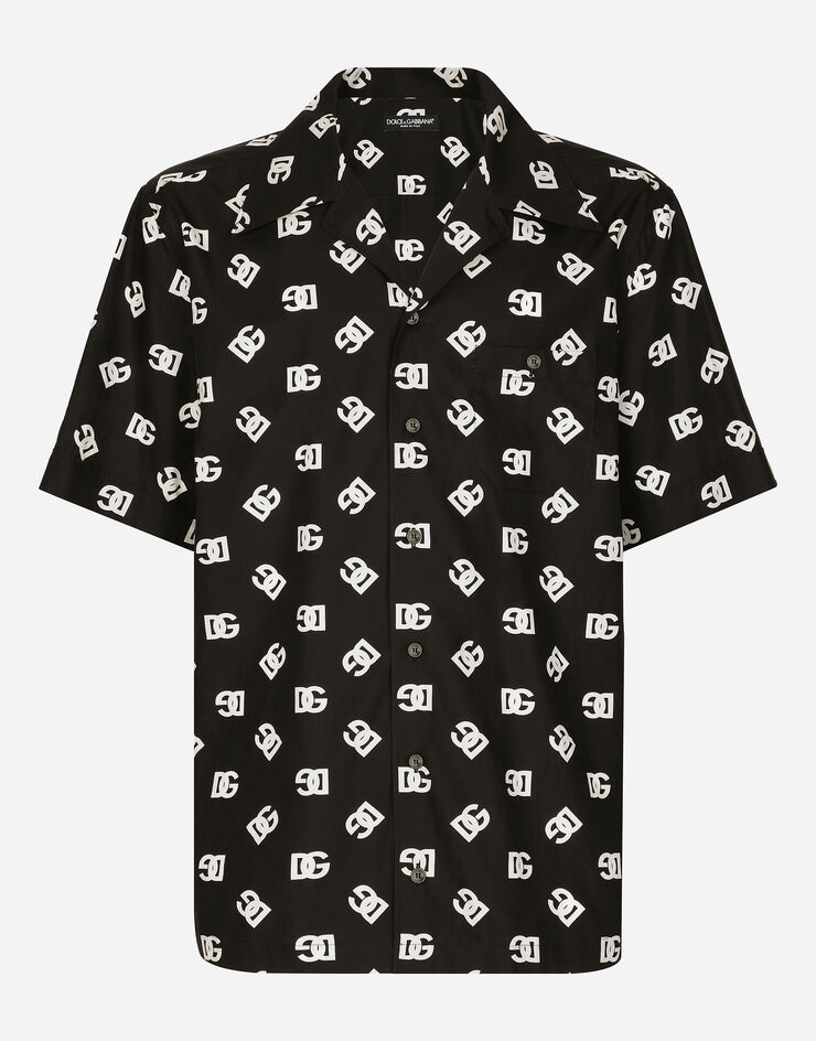 Dolce & Gabbana Cotton Hawaiian shirt with DG Monogram print Multicolor G5JH9THS5OO