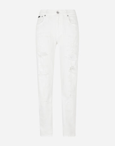 Dolce & Gabbana Boyfriend jeans with rips White FTAIADG8EY8