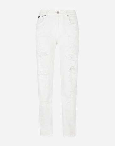 Dolce & Gabbana Boyfriend jeans with rips White F5G19TFUEEE