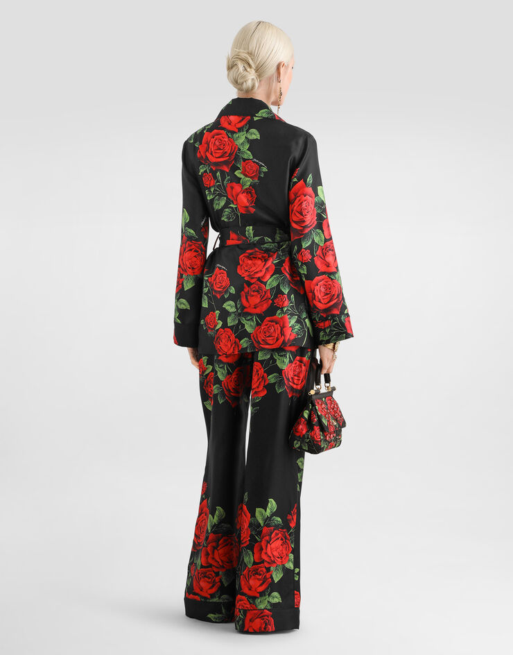 Dolce & Gabbana Hemd vanity aus Twill mit Rosen-Print Dolce & Gabbana Hemd vanity aus Twill mit Rosen-Print Multicolor F5Q03TIS137
