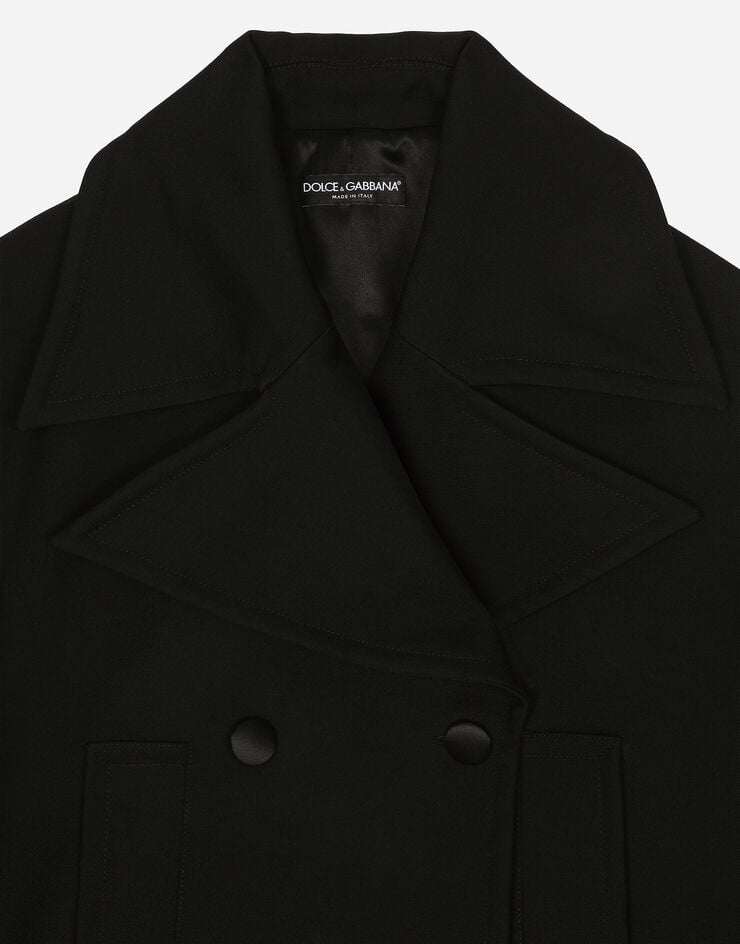 Dolce & Gabbana Short oversize wool gabardine jacket Noir F9R82TFU272