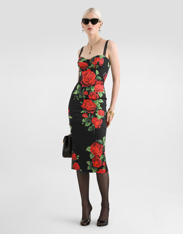 Dolce & Gabbana Rose-print satin dress Dolce & Gabbana Rose-print satin dress Multicolor F622KTFSA9S