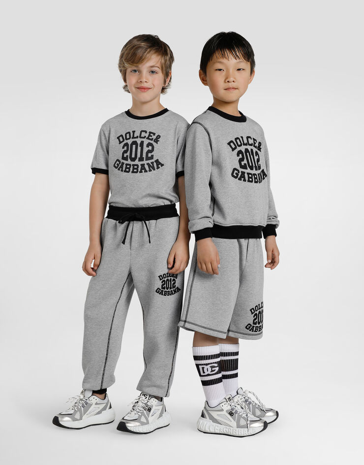 Dolce & Gabbana Crew neck sweatshirt with Dolce&Gabbana embroidery Grey L4JWKDG7PBO