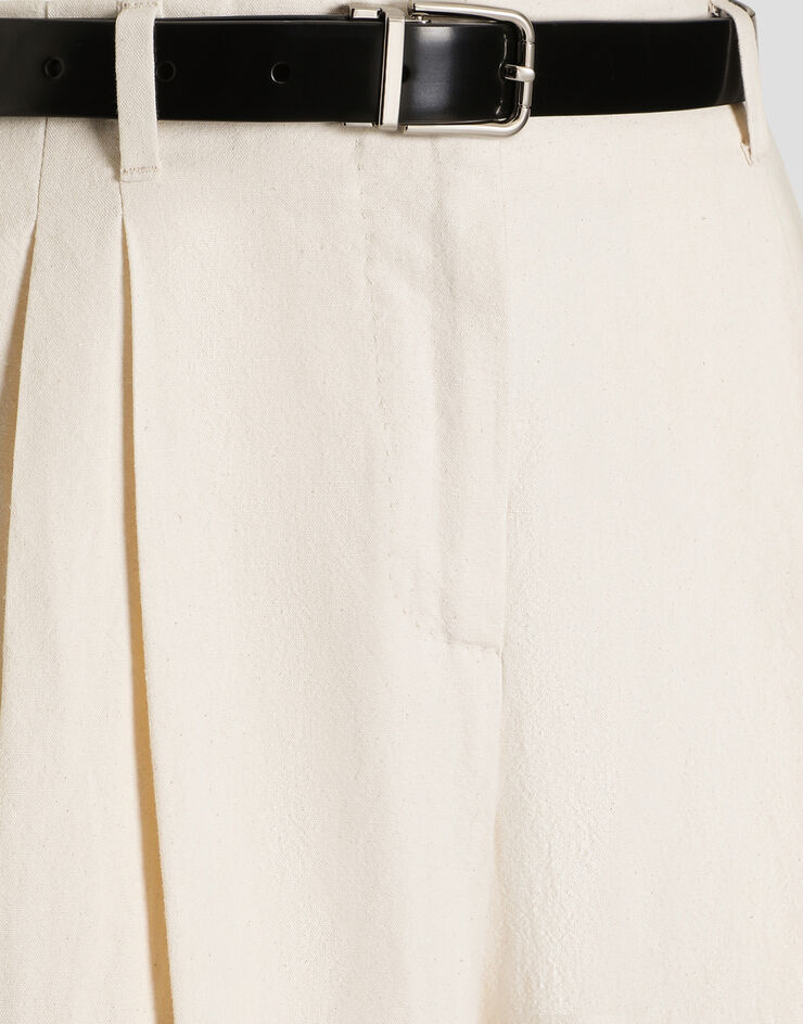 Dolce & Gabbana Rustic cotton and linen canvas trousers White FTDMITFUTDJ