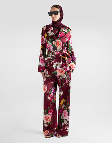 Dolce & Gabbana Rose-print satin vanity trousers Multicolor I3J79WIS11B