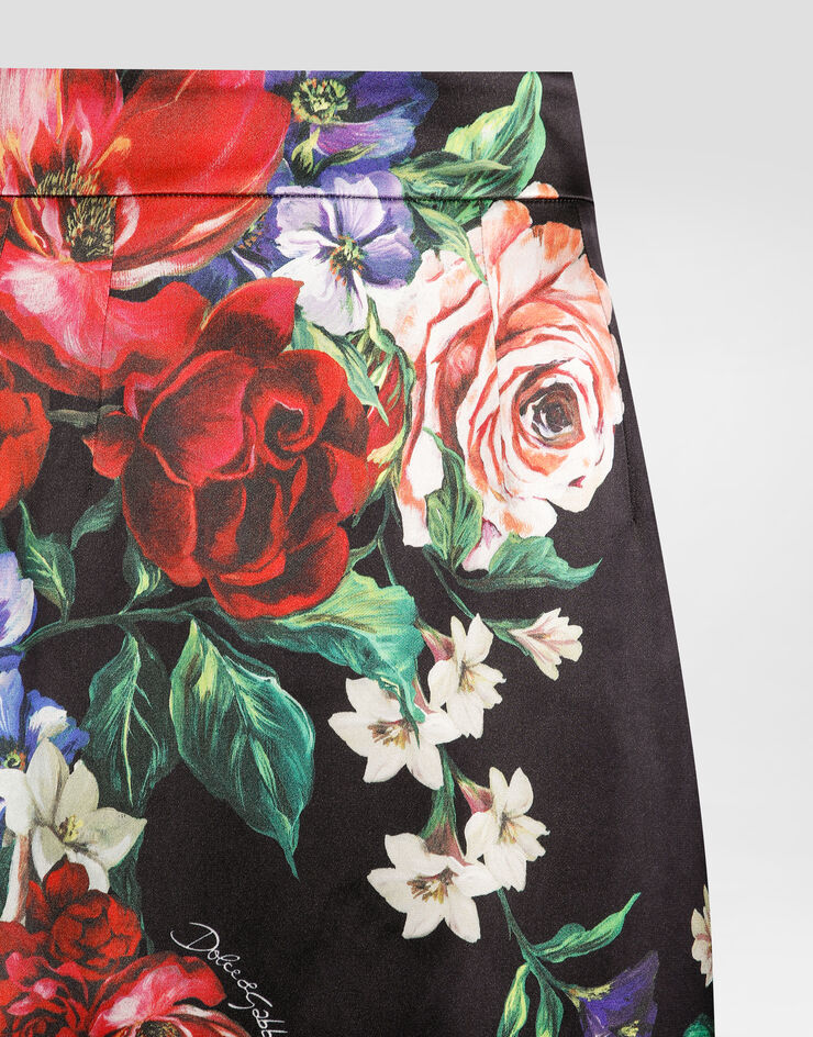 Dolce & Gabbana Floral-print satin calf-length pencil skirt Print F4BCATFSIB5