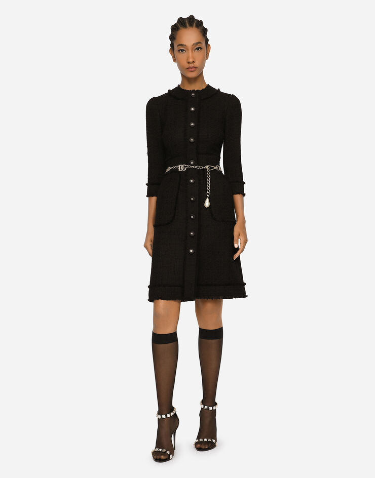 Dolce & Gabbana Raschel tweed midi dress Black F6ARXTFMMHN