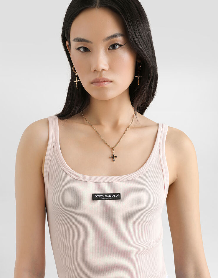 Dolce & Gabbana توب دون أكمام بنسيج مضلع Pink F8W45TFU7AV