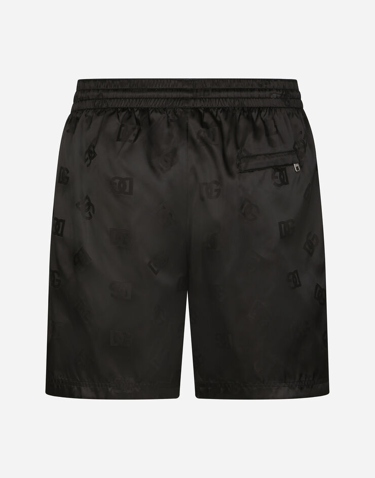 Dolce & Gabbana Boxer de bain mi-long en jacquard DG Monogram Noir M4A13TONN57