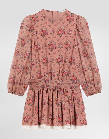 Dolce & Gabbana Small flower bouquets-print chiffon dress Multicolor L54DQ1IS10F