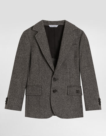 Dolce & Gabbana Single-breasted jacket in herringbone wool Multicolor L41E99FCMDE