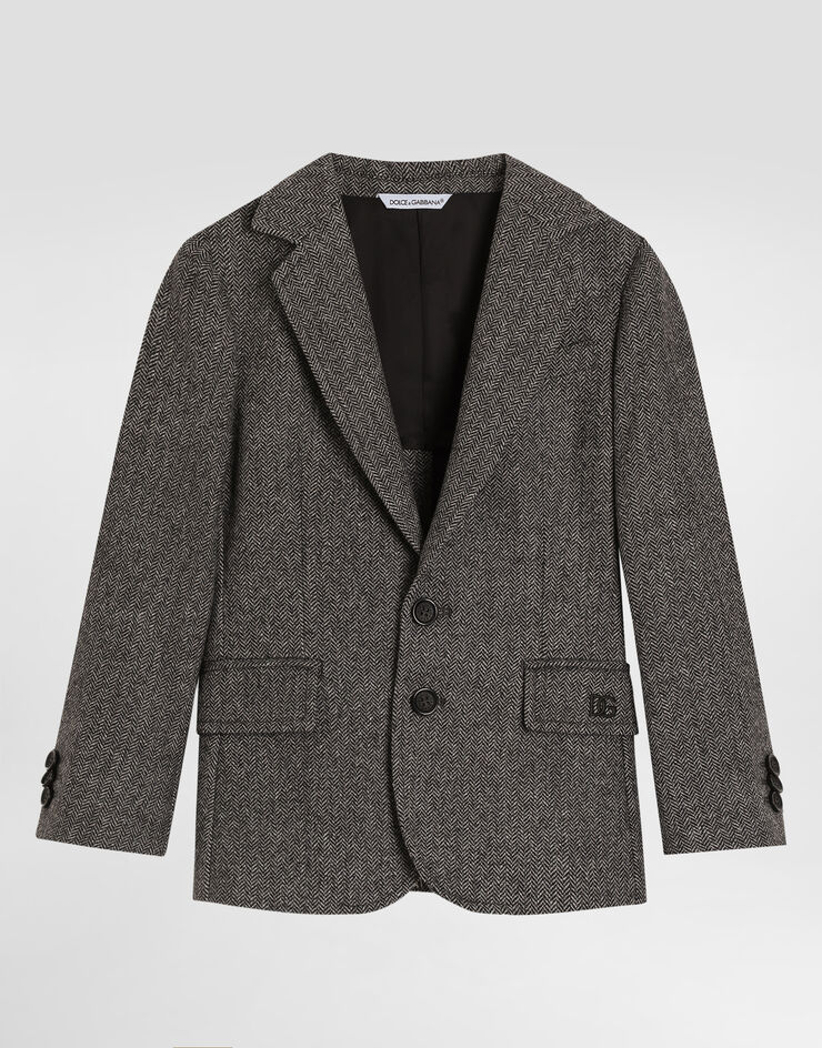 Dolce & Gabbana Single-breasted jacket in herringbone wool Multicolor L41E99FCMDE