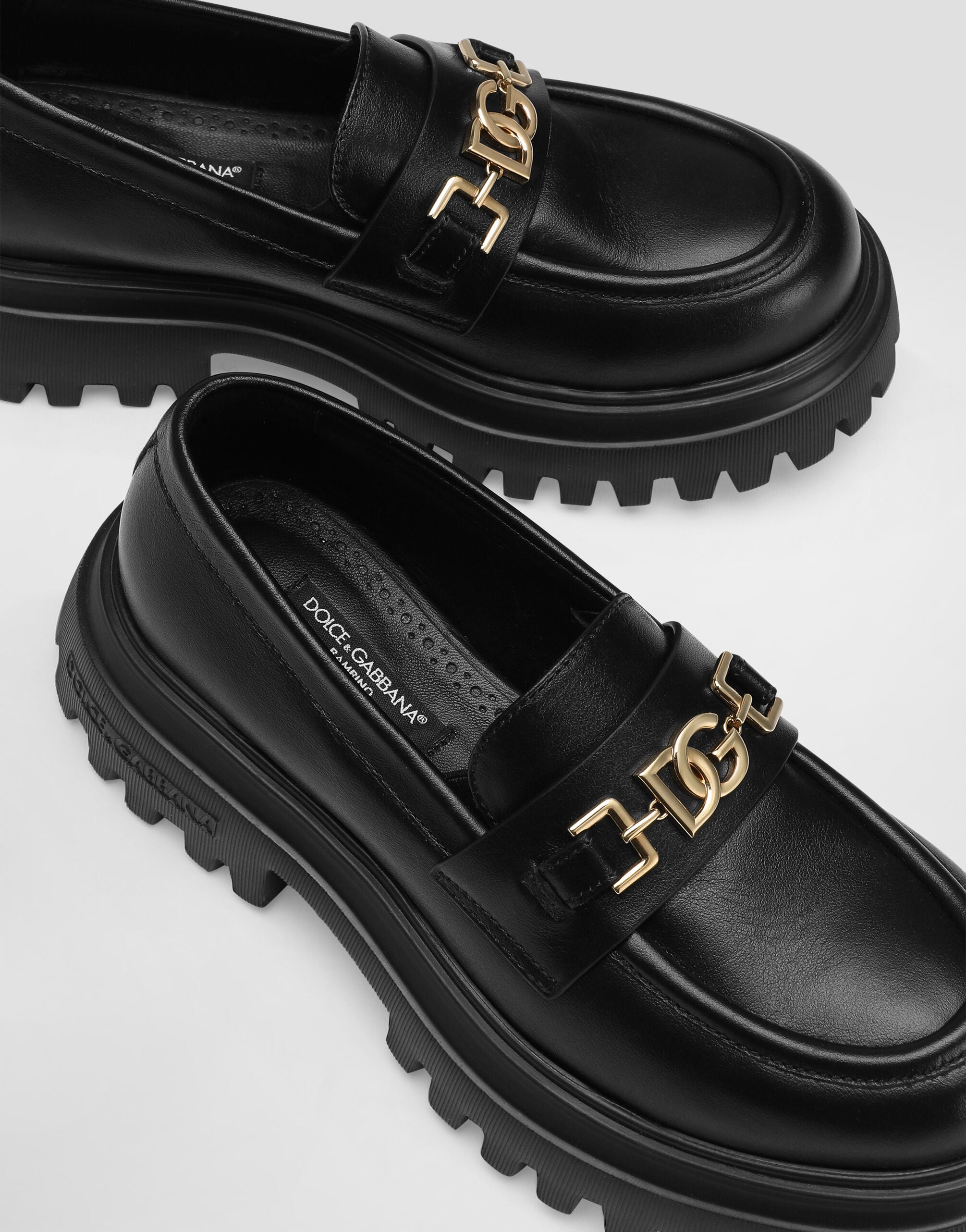 Nappa calfskin loafers in Black for Girls | Dolce&Gabbana® US