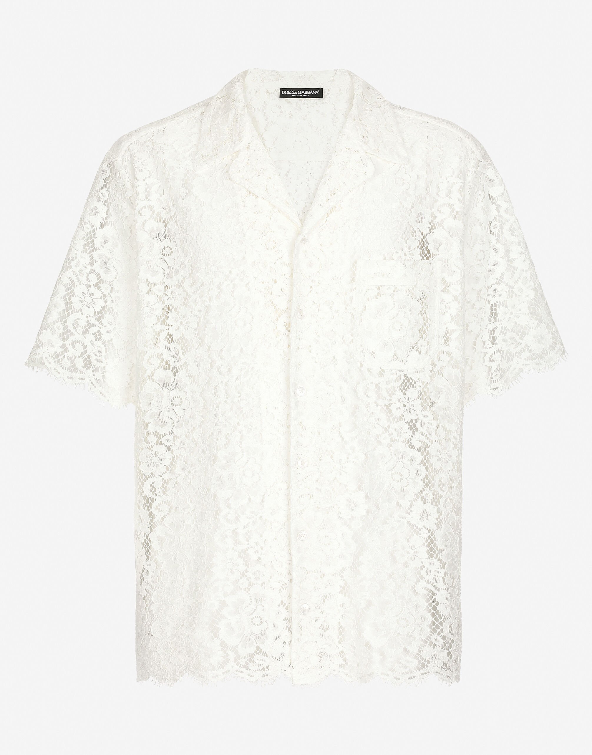 Dolce & Gabbana Camisa Hawaii de encaje Beige GXZ28TJBCCH