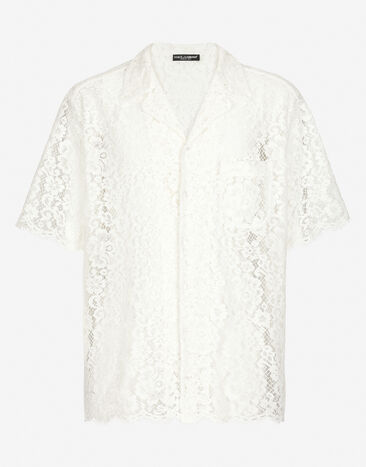 Dolce&Gabbana Camicia Hawaii in pizzo Bianco G5LB4THLMEA