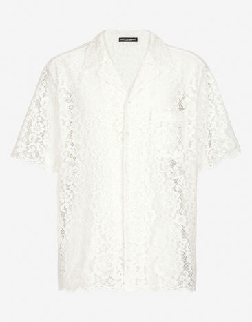 Dolce&Gabbana Camisa Hawaii de encaje Blanco G5LB4THLMEA