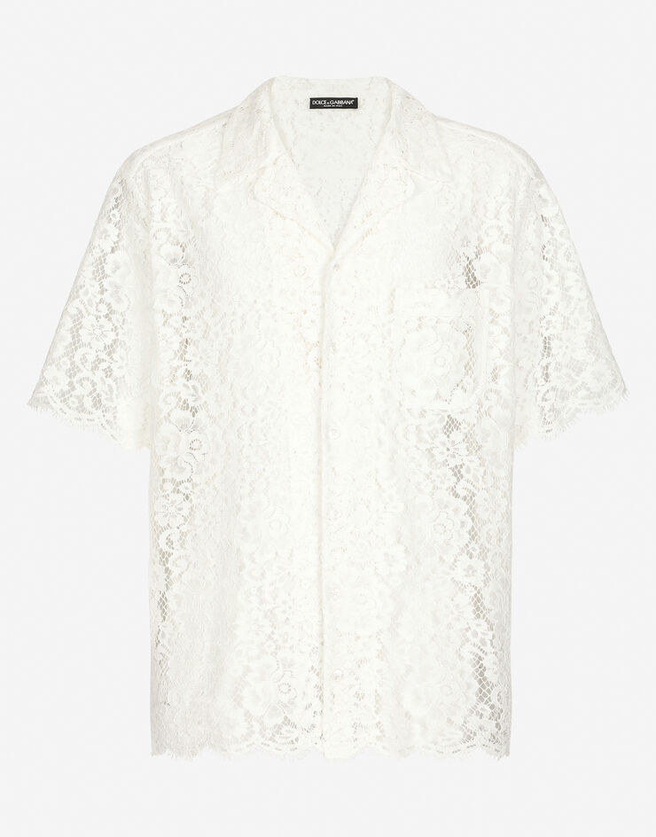 Dolce&Gabbana Camisa Hawaii de encaje Blanco G5LB4THLMEA