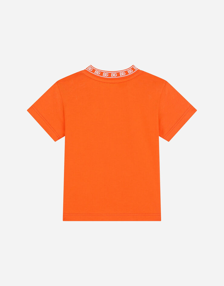 Dolce & Gabbana Jersey T-shirt with DG logo Orange L1JTEYG7IK1