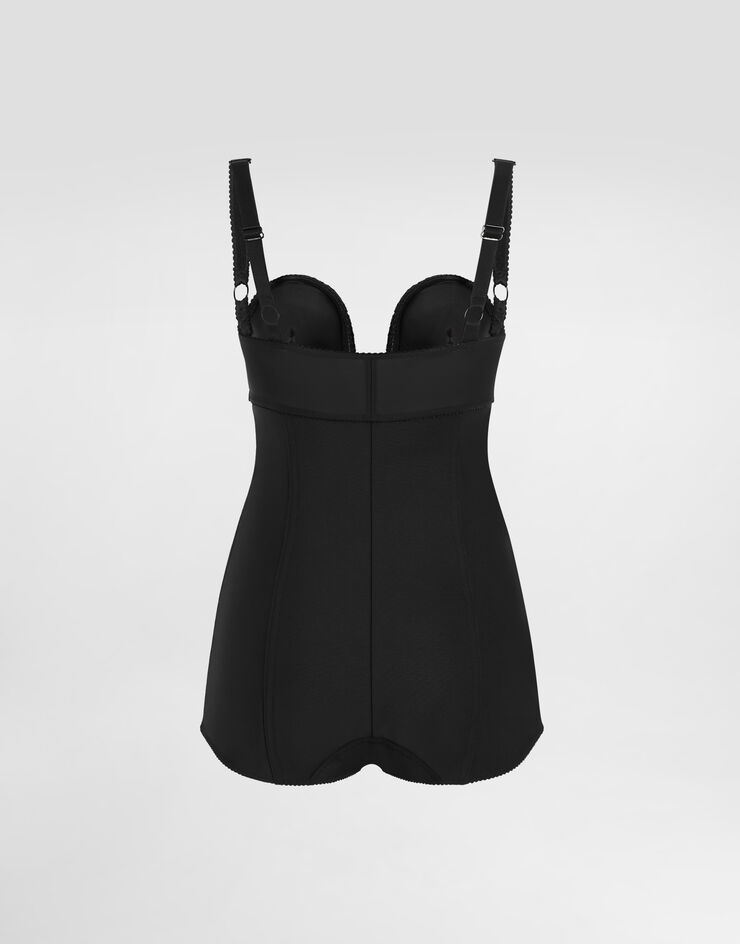 Dolce & Gabbana Lace and elasticated fabric bodysuit with deep neckline and conical cups Black F7AR0TGDC1O