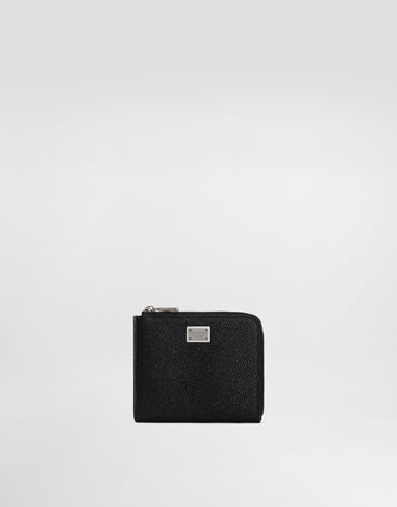 Dolce & Gabbana Calfskin card holder with branded plate Black BP0330AV956