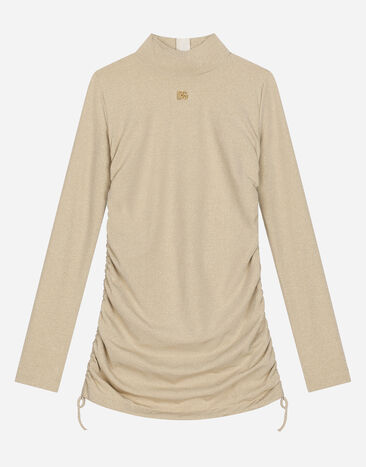 Dolce&Gabbana Long-sleeved jersey dress Gold L5JD7MFUGSF