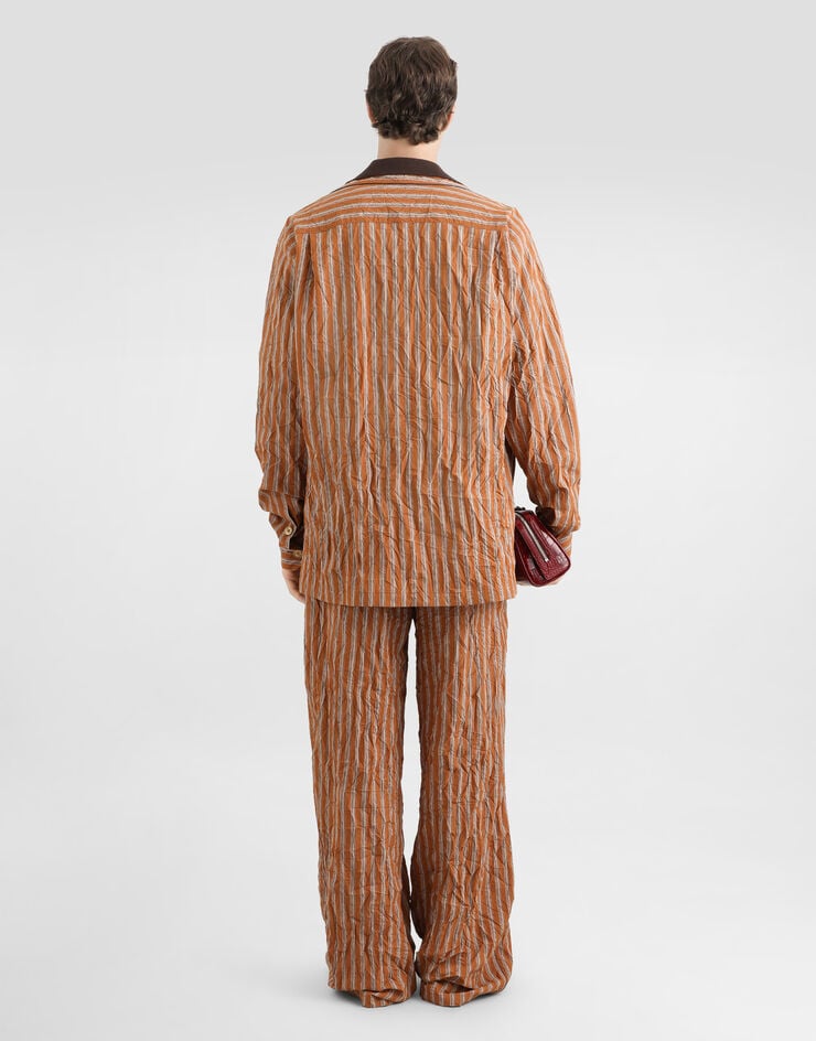 Dolce & Gabbana Micro-rib cotton polo shirt Brown GXZBJZJBCJC