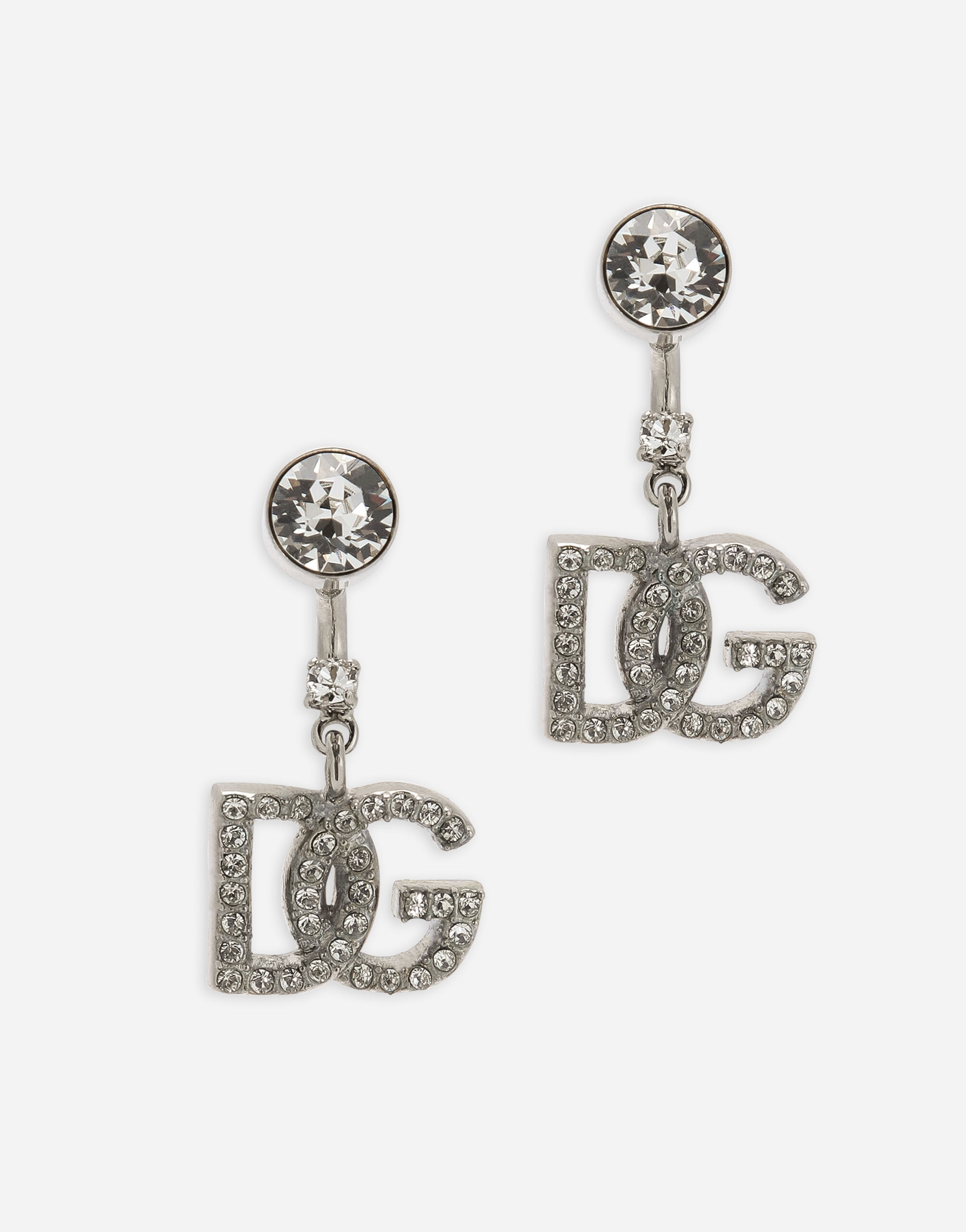 KIM DOLCE GABBANA Earrings with DG logo and rhinestones in Silver