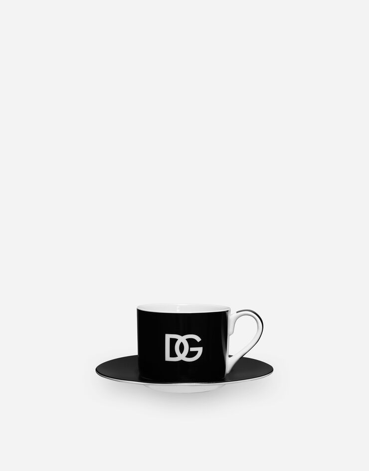 Dolce & Gabbana Set 2 Porcelain Teacups with Saucers Multicolor TC0S09TCAK3