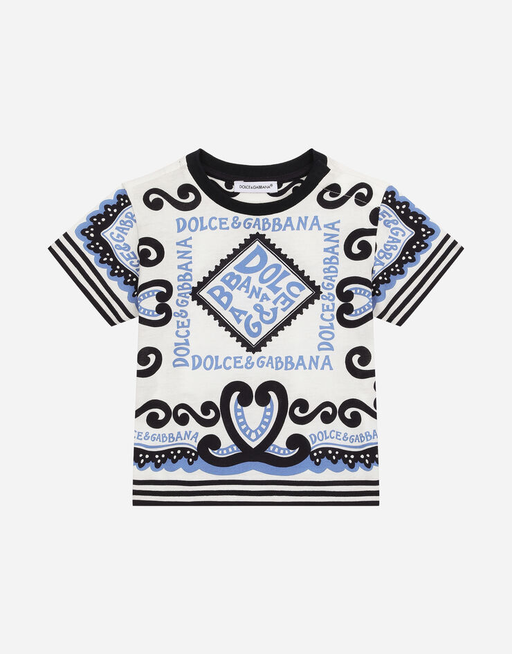 Dolce & Gabbana Camiseta de punto con estampado Marina Azul Claro L1JTEYG7L1B