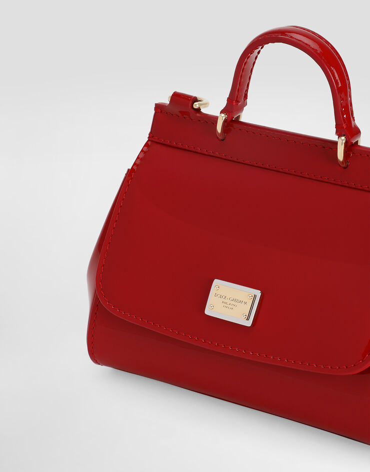 Dolce & Gabbana حقيبة سيسيلي صغيرة من جلد لامع أحمر EB0003A1067