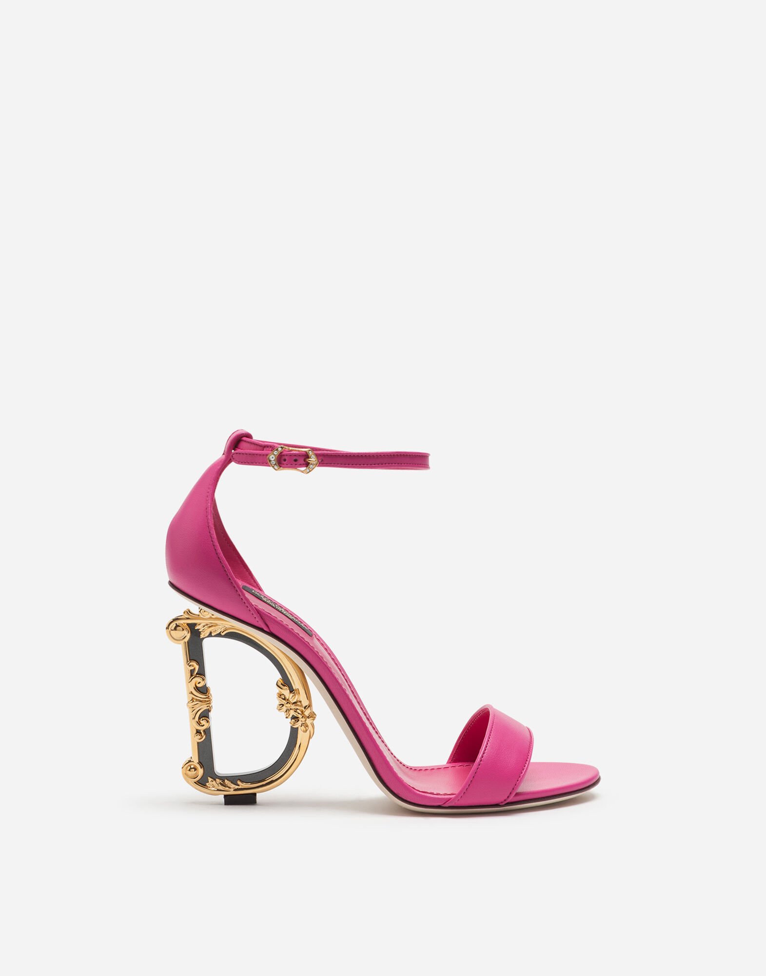 Dolce & Gabbana Nappa sandals with baroque DG heel White CR0739AV967