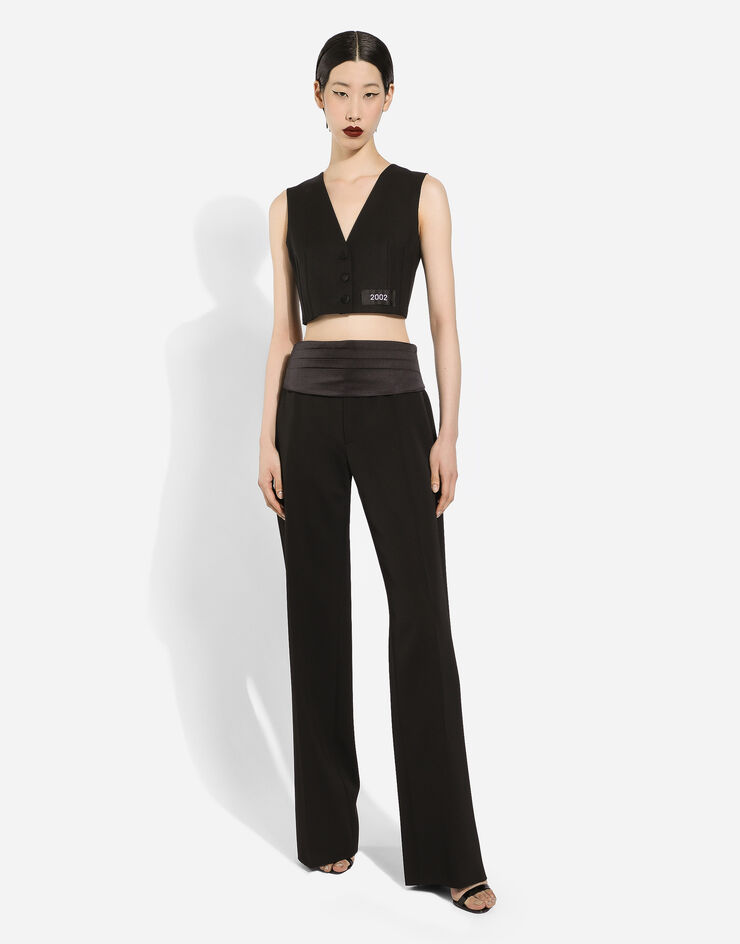 Dolce&Gabbana High-waisted flared woolen pants Black FTC18TFU21E