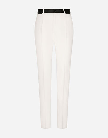 Dolce & Gabbana Stretch wool tuxedo pants White GYA5MTFUBE7