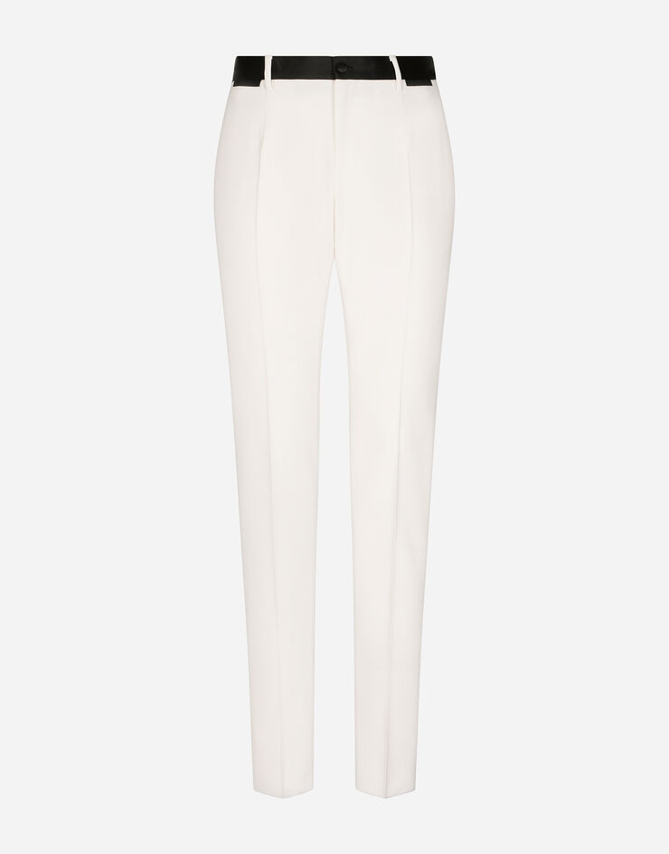 Dolce & Gabbana Stretch wool tuxedo pants White GYA5MTFUBE7