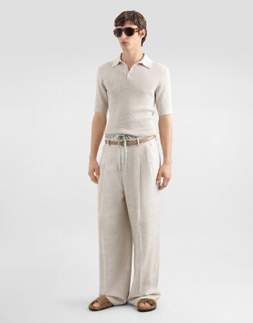 Dolce & Gabbana Micro-rib cotton polo shirt Cream GXZBJZJBCJC