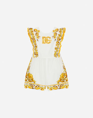 Dolce & Gabbana Mono de popelina con estampado Maiolica amarillo y logotipo DG Imprima L23DI5FI5JW