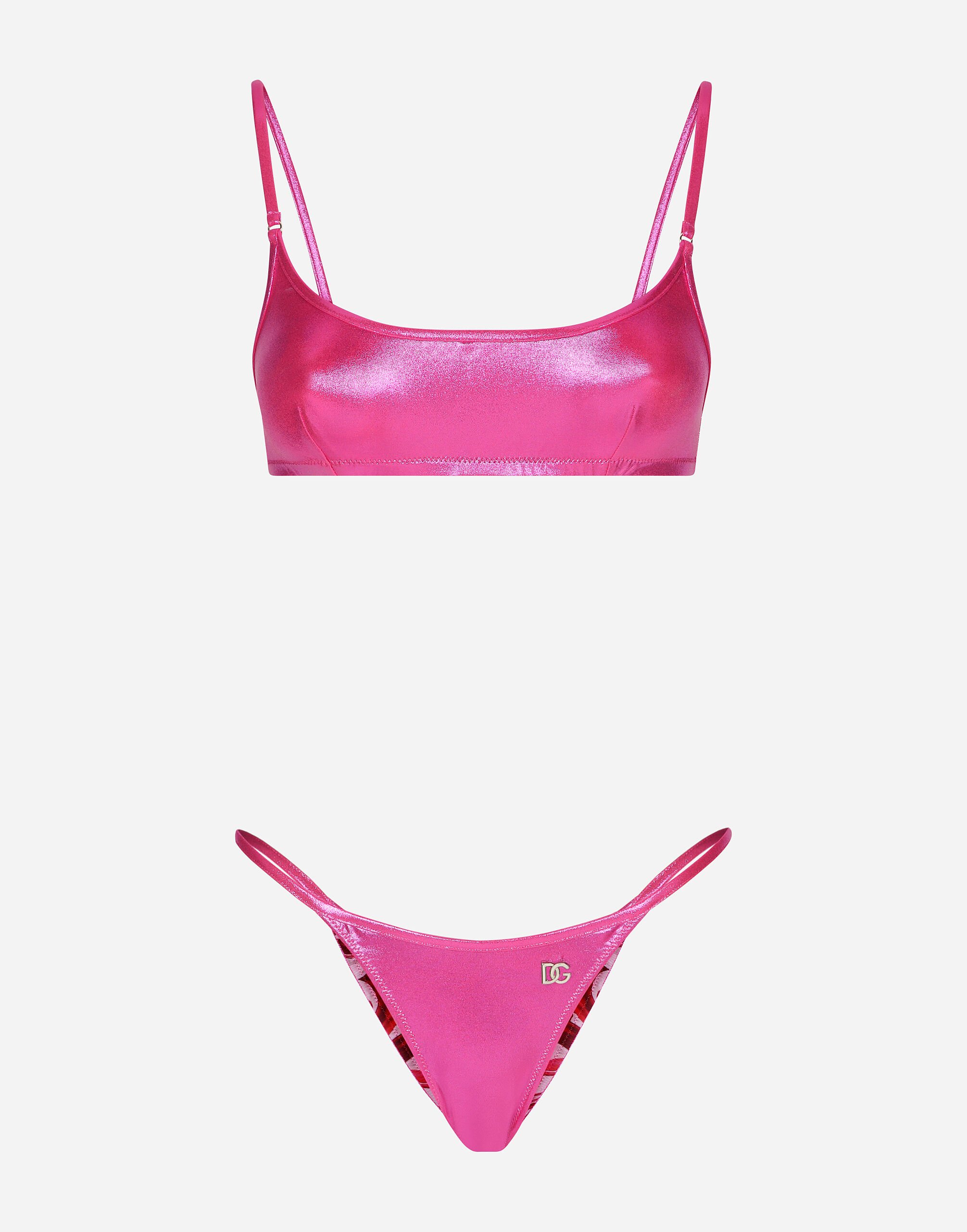Dolce & Gabbana Laminated bralette bikini top Pink F6DIHTFURAG