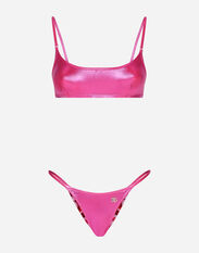 Dolce & Gabbana Laminated bralette bikini top Pink F6DIHTFURAG