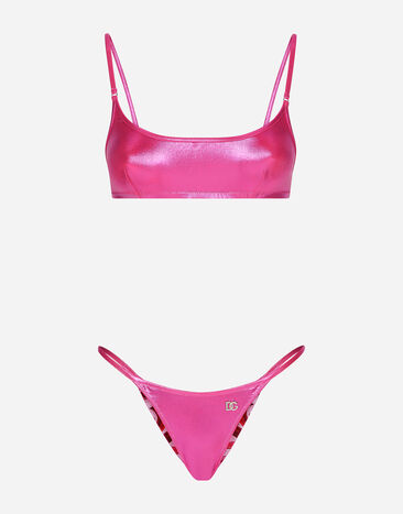Dolce & Gabbana Laminated bralette bikini top Pink O9C23JFUSOV