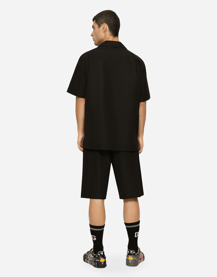 Dolce & Gabbana Cotton Hawaiian shirt with branded tag Black G5JH9TGF855