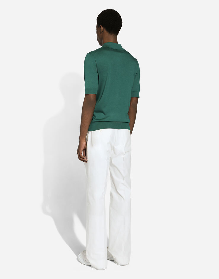 Dolce & Gabbana Polo de seda con bordado Dolce&Gabbana Verde GXZ09ZJBSJS