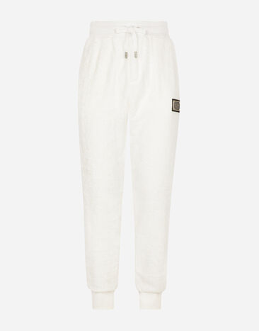 Dolce&Gabbana Terrycloth jogging pants with logo tag White GY6IETFUFJR