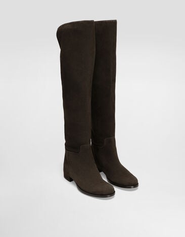 Dolce & Gabbana حذاء بوت من جلد سويدي بني CU1217A1275