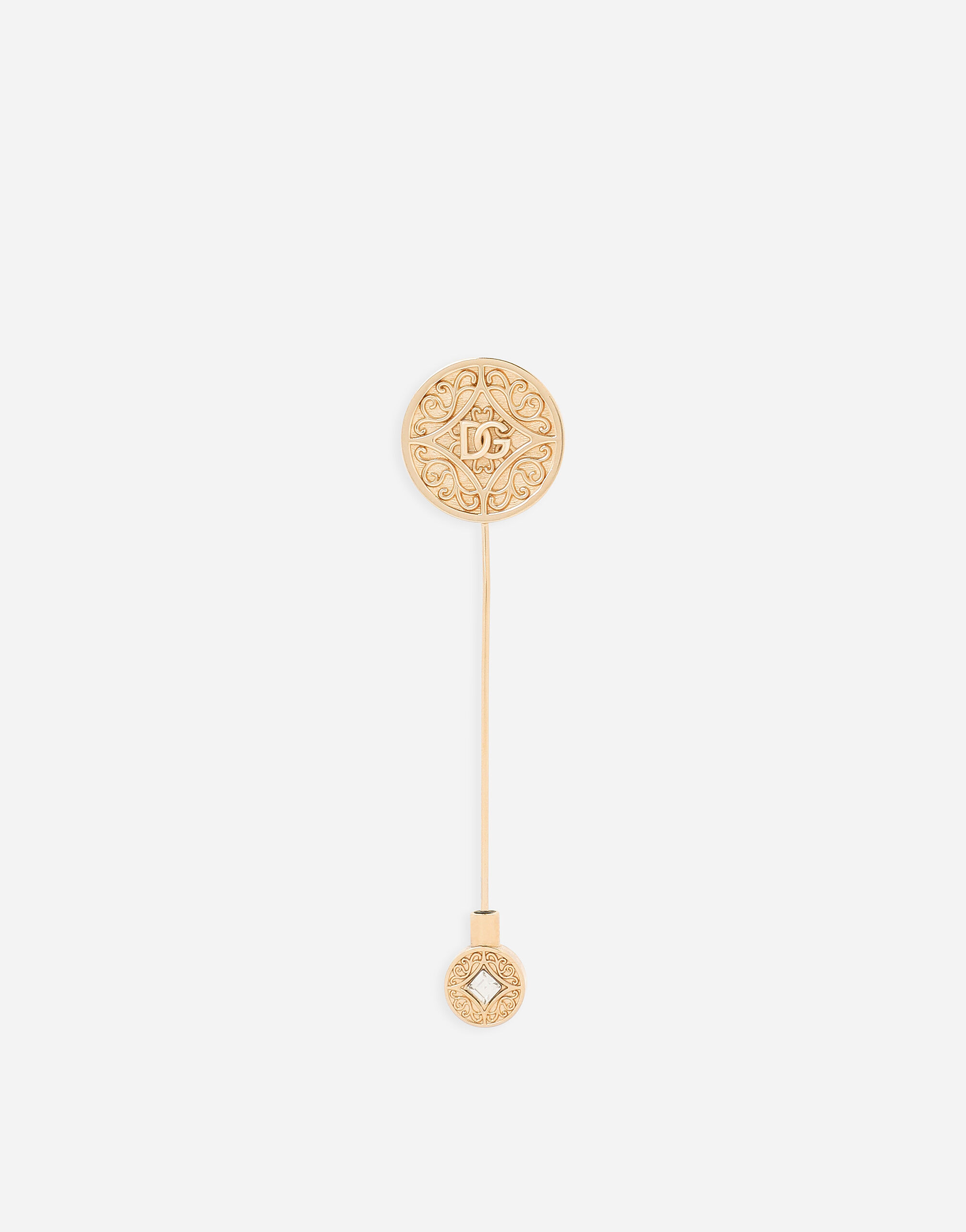 DOLCE＆GABBANA DG ロゴ ブローチ ゴールド Brooch with branches, leaves and DG logo in Gold for Men