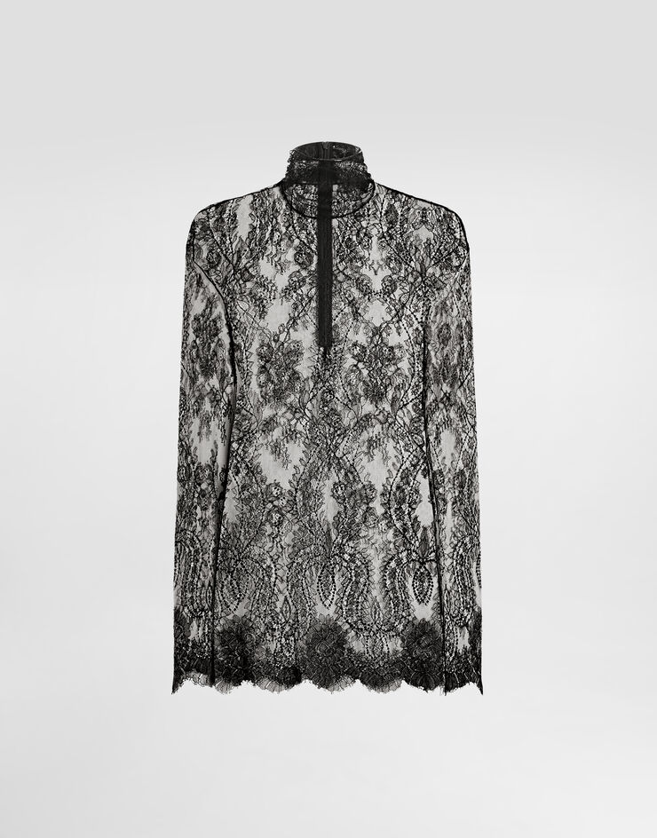 Dolce & Gabbana توب من دانتيل شانتيلي أسود F7BP3TFLSM0