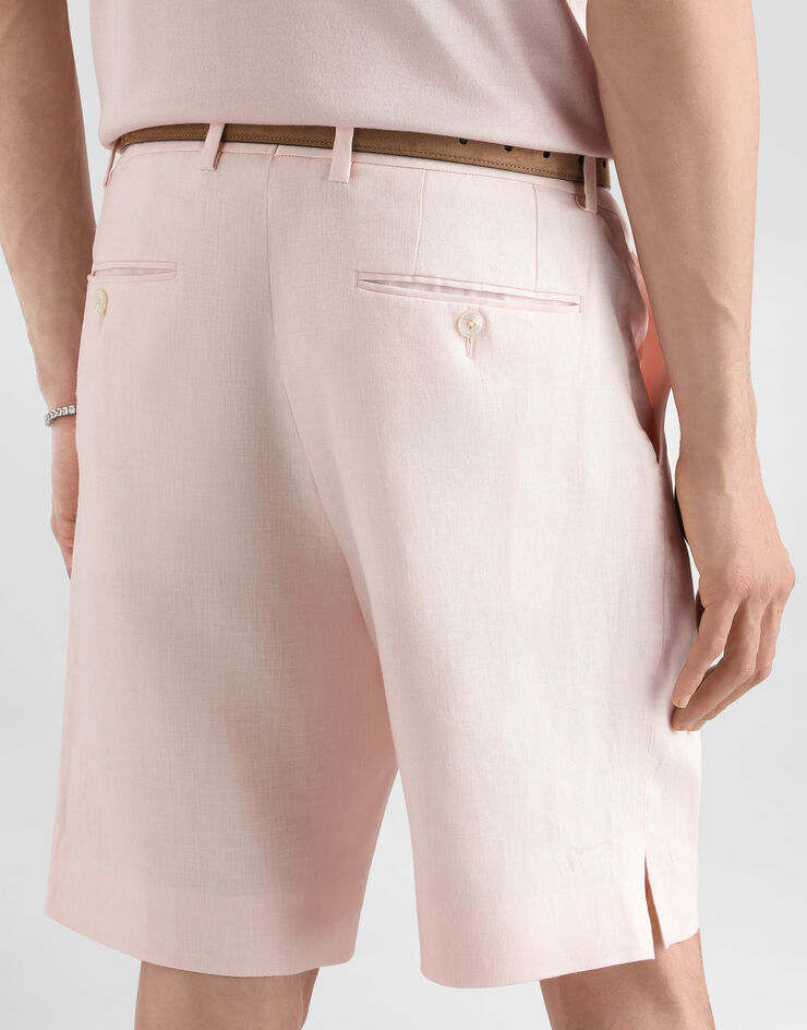 Dolce & Gabbana Linen bermuda shorts Pink GW0MATFU4JB